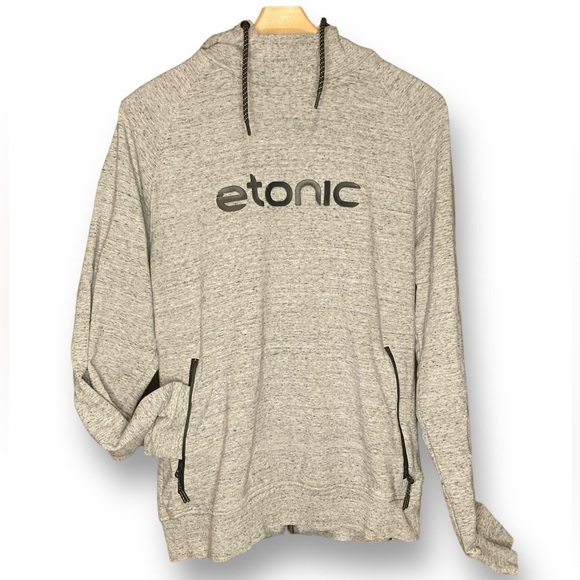 Etonic Other - Mens Etonic 3D Logo Light Heather Gray ASH Cowl Neck Pullover Hoodie Size Medium